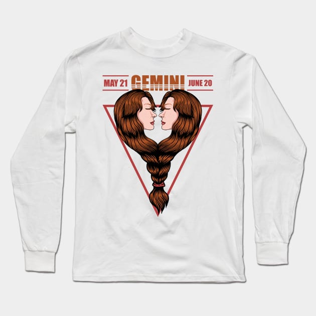 Gemini Zodiac Symbol Long Sleeve T-Shirt by Utopia Shop